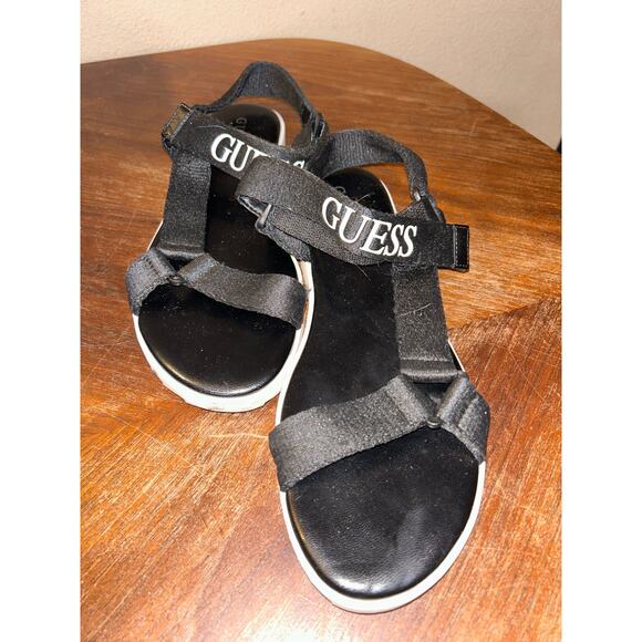 Guess Black & White Fun Festival Strappy Summer Beach Sandals  10M - Picture 2 of 10